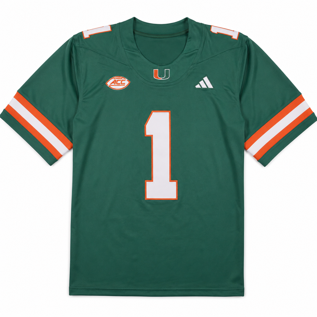 Miami Hurricanes Football College Jersey Aqua
